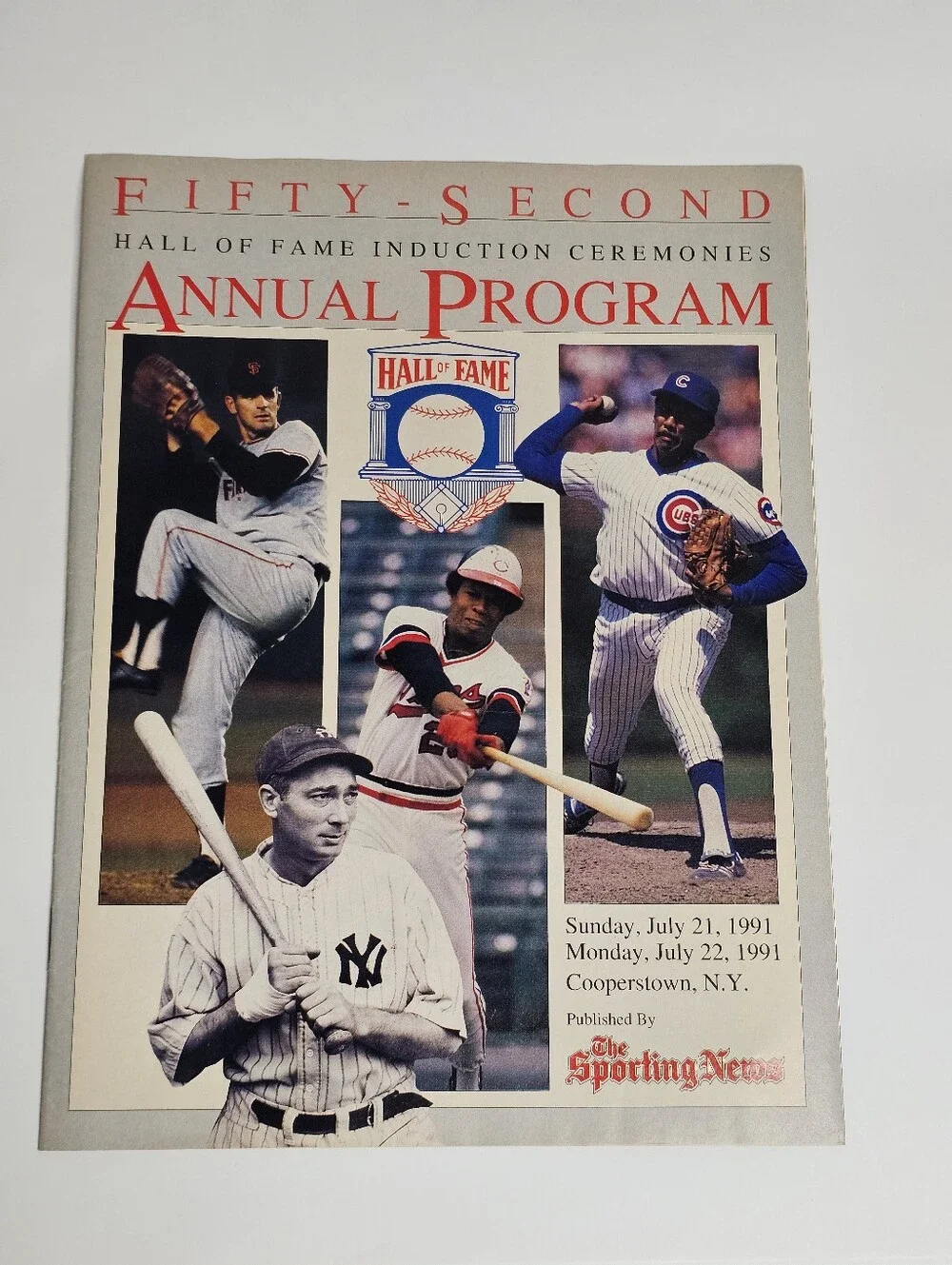 1991 Baseball Hall of Fame Program Rod Carew Fergie Jenkins Gaylord Perry NYY